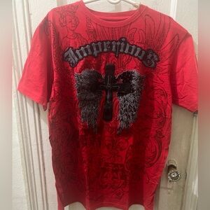 Imperious Mens Red Tshirt Sz Large Affliction Style Excellent